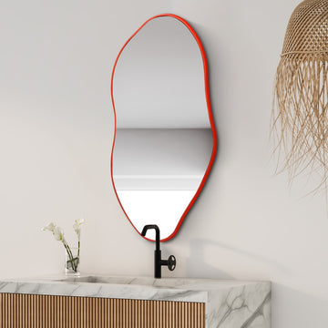 Everly 20 in. W x 42 in. H Large Irregular Framed Decorative Wall Mirror - JONATHAN Y